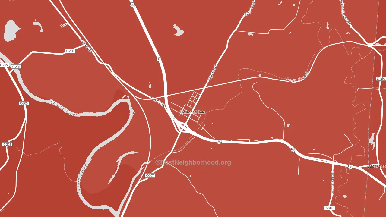45673, OH block-group political-lean map