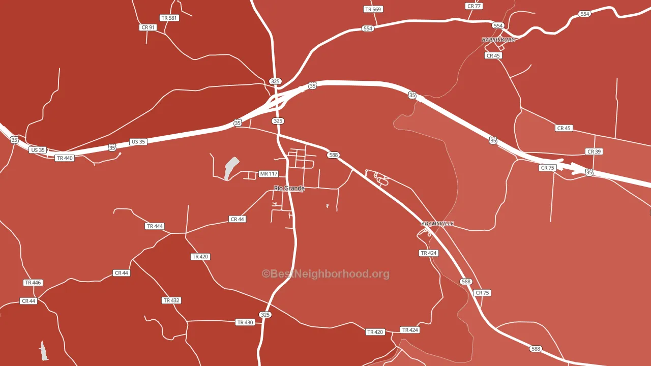 45674, OH block-group political-lean map