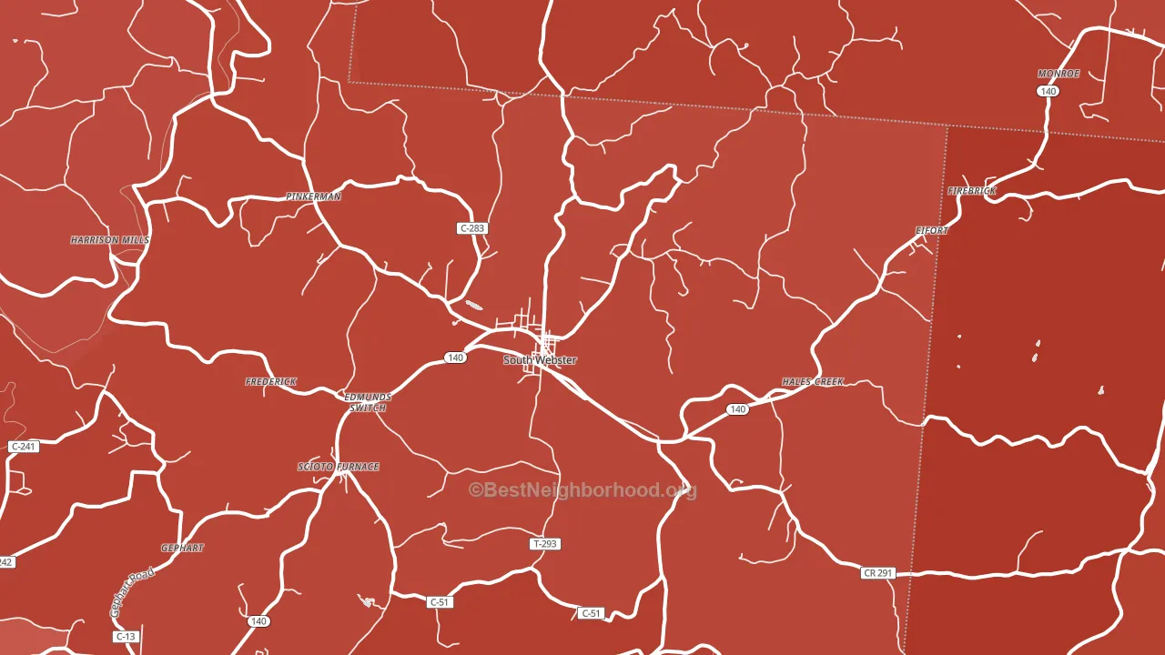 45682, OH block-group political-lean map