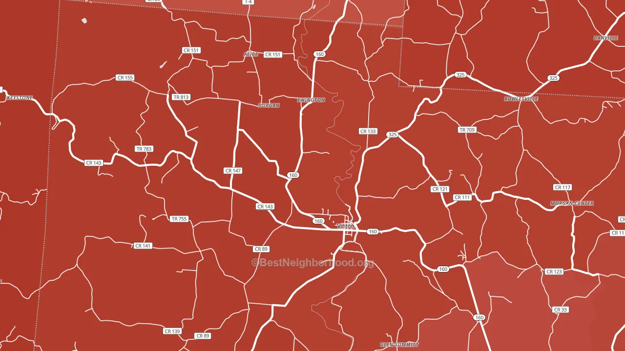 45686, OH block-group political-lean map