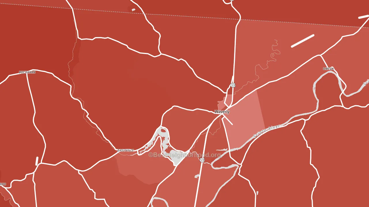 45690, OH block-group political-lean map