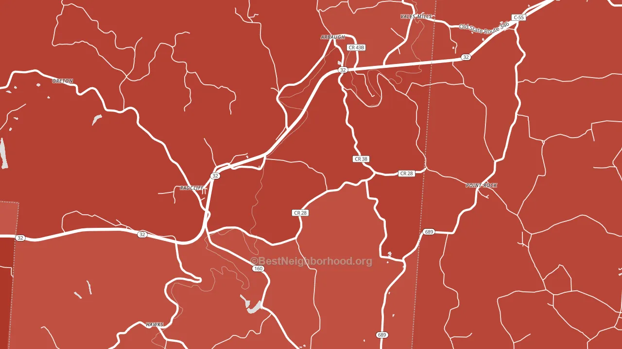 45695, OH block-group political-lean map