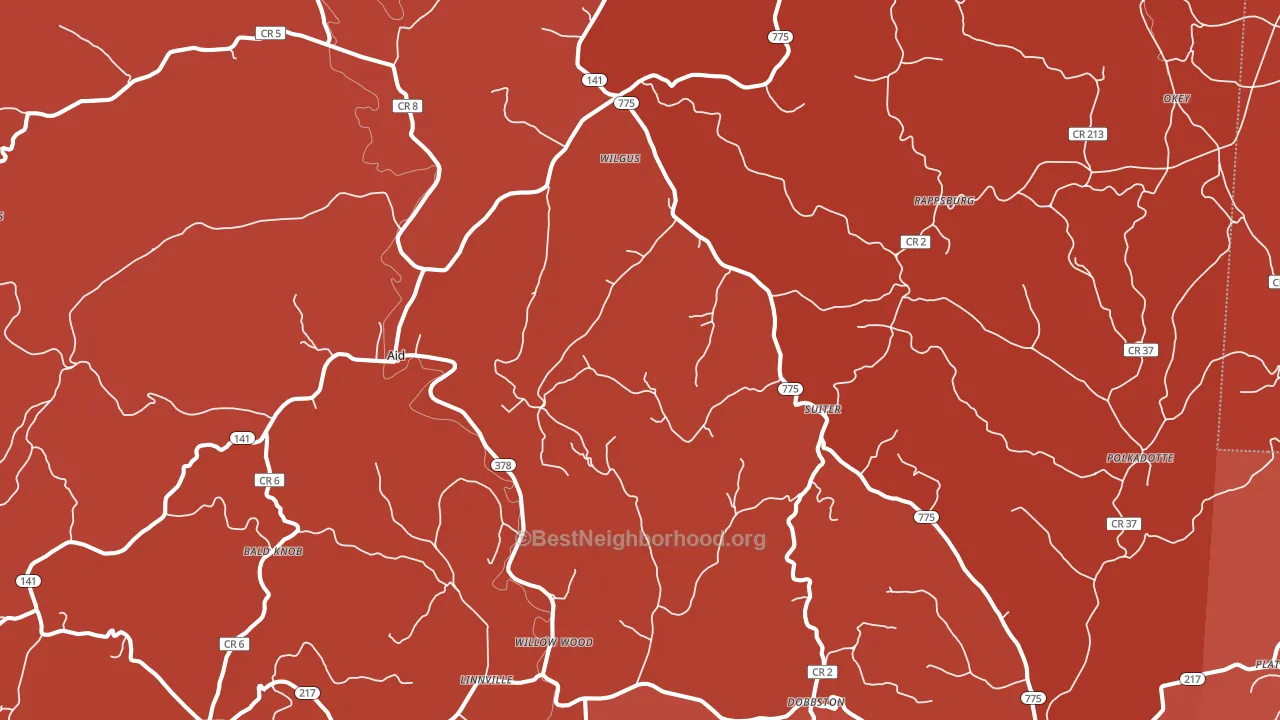 45696, OH block-group political-lean map