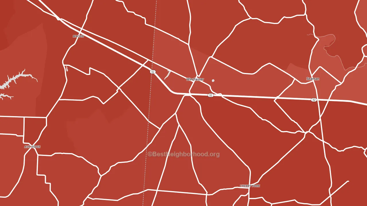 45697, OH block-group political-lean map