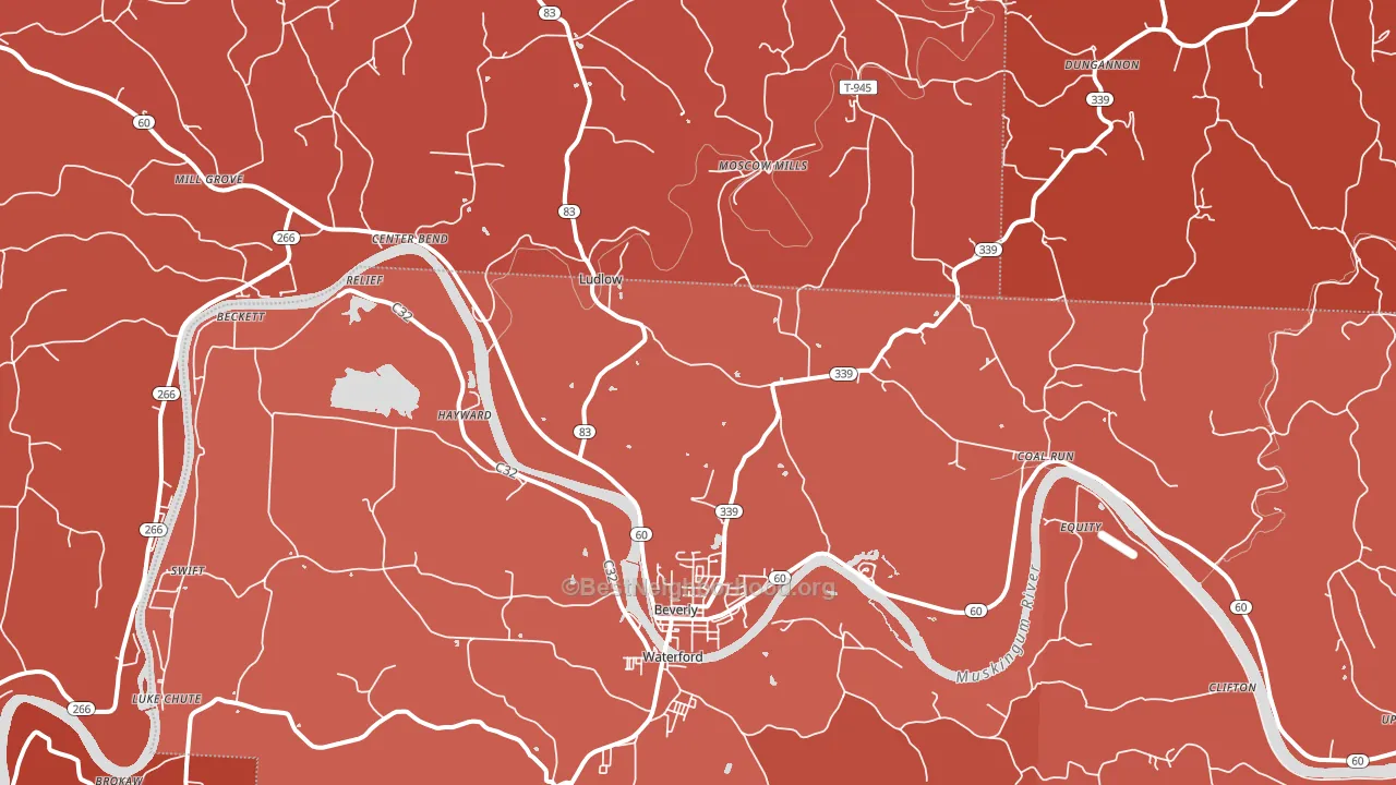 45715, OH block-group political-lean map
