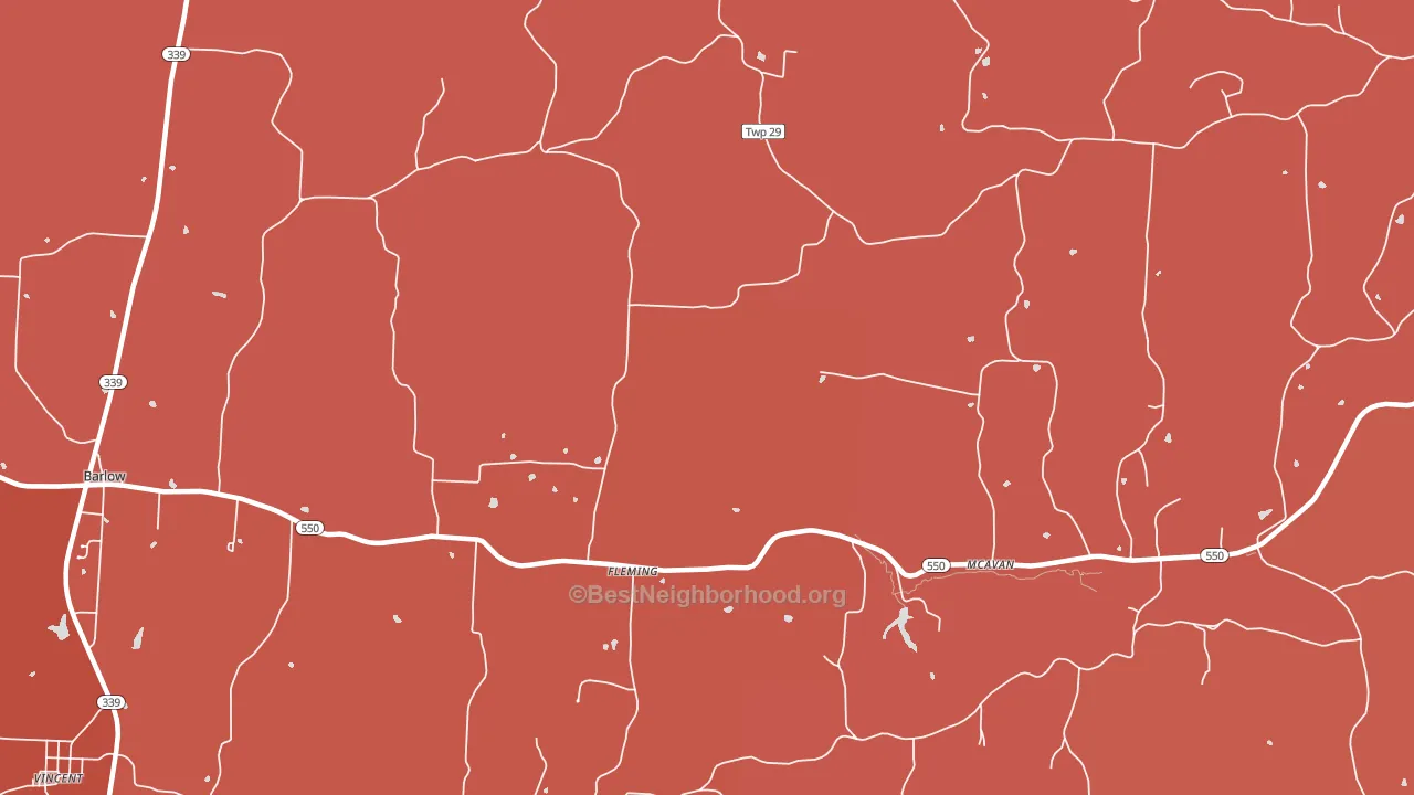 45729, OH block-group political-lean map