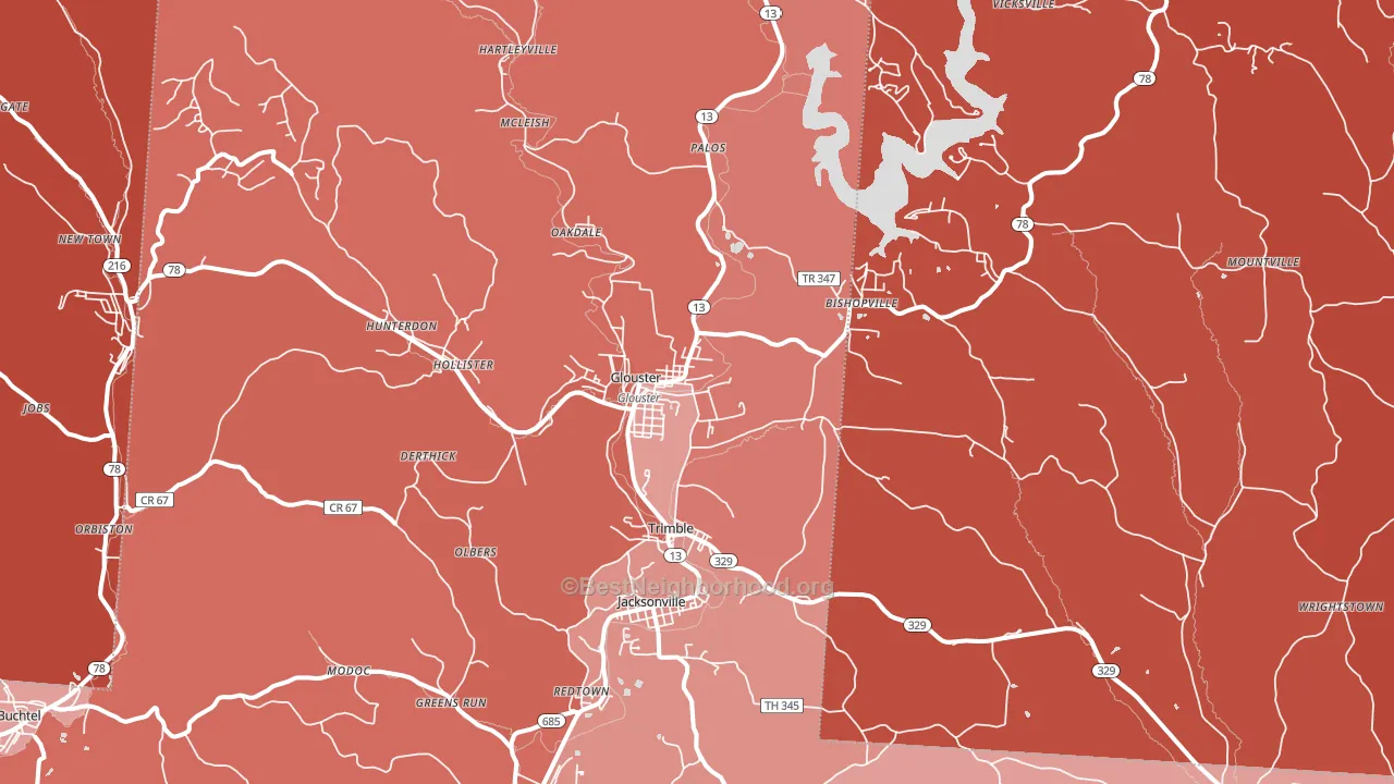 45732, OH block-group political-lean map