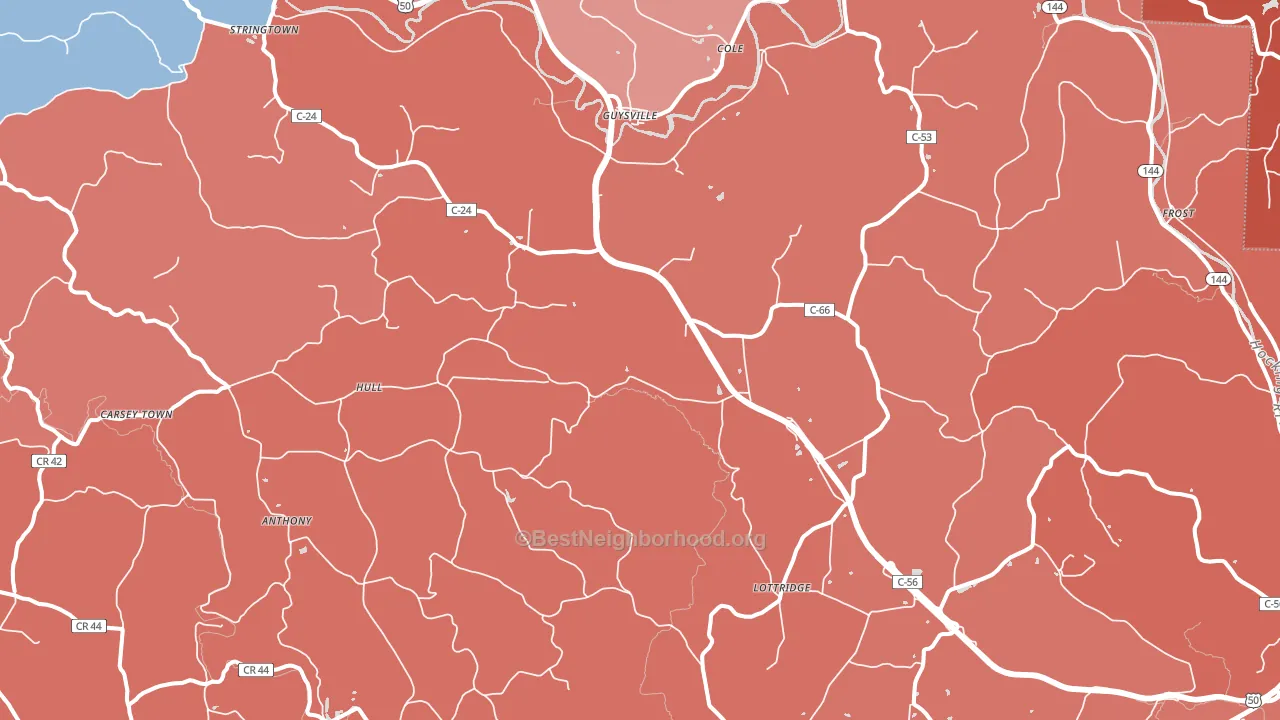 45735, OH block-group political-lean map