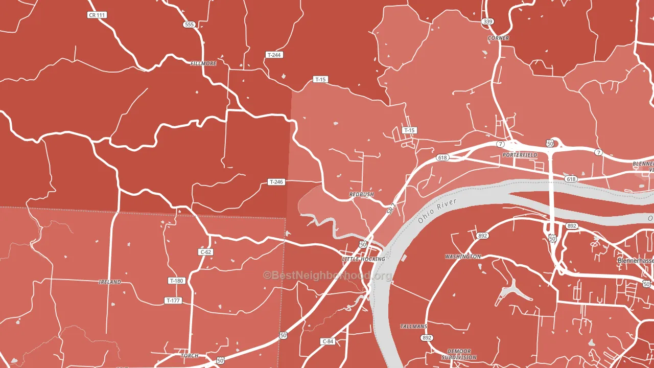 45742, OH block-group political-lean map