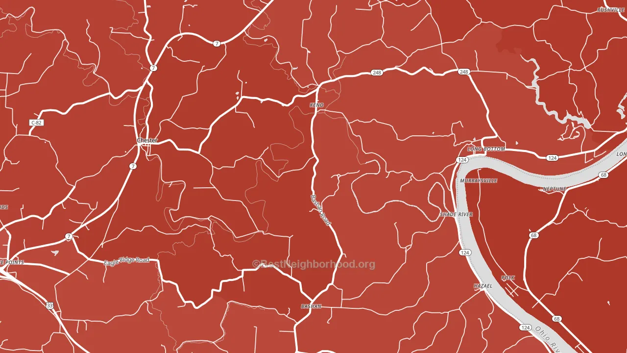 45743, OH block-group political-lean map