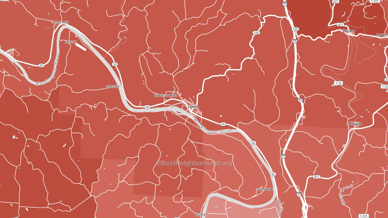 45744, OH block-group political-lean map
