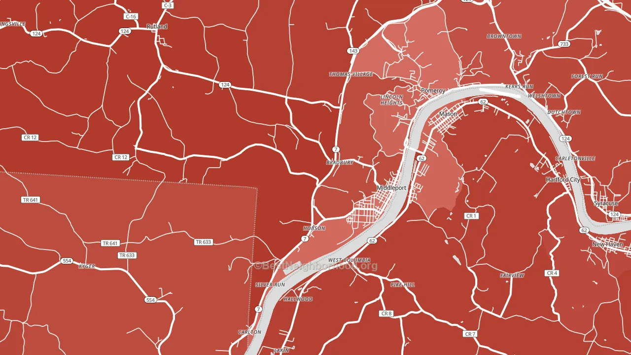 45760, OH block-group political-lean map