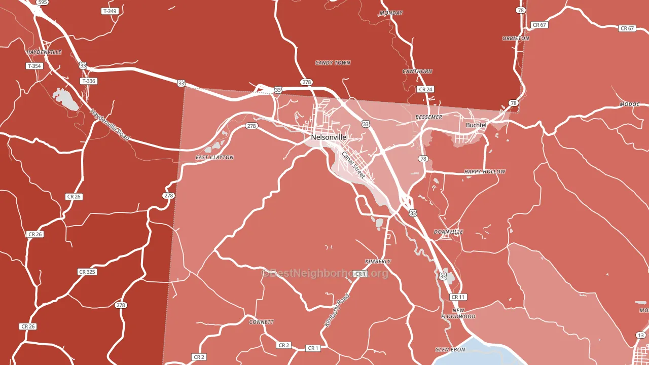 45764, OH block-group political-lean map