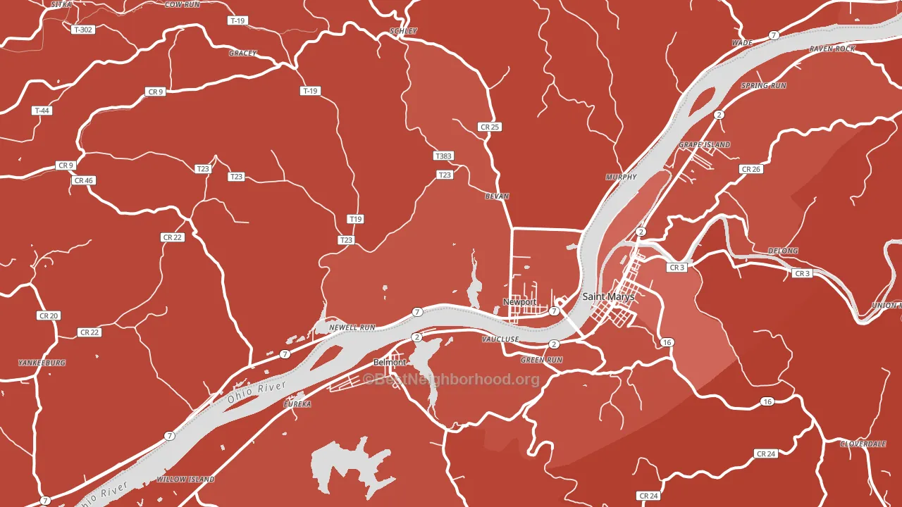 45768, OH block-group political-lean map