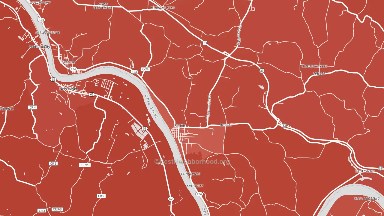 45771, OH block-group political-lean map