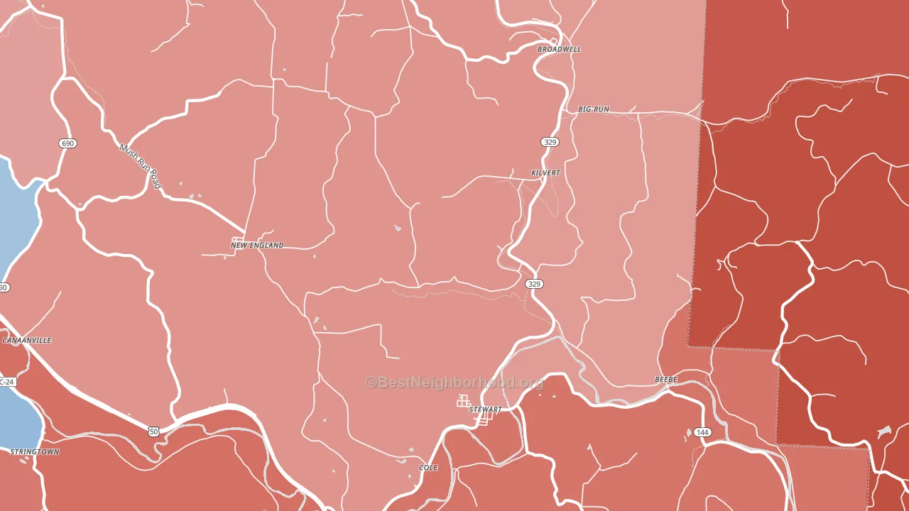 45778, OH block-group political-lean map