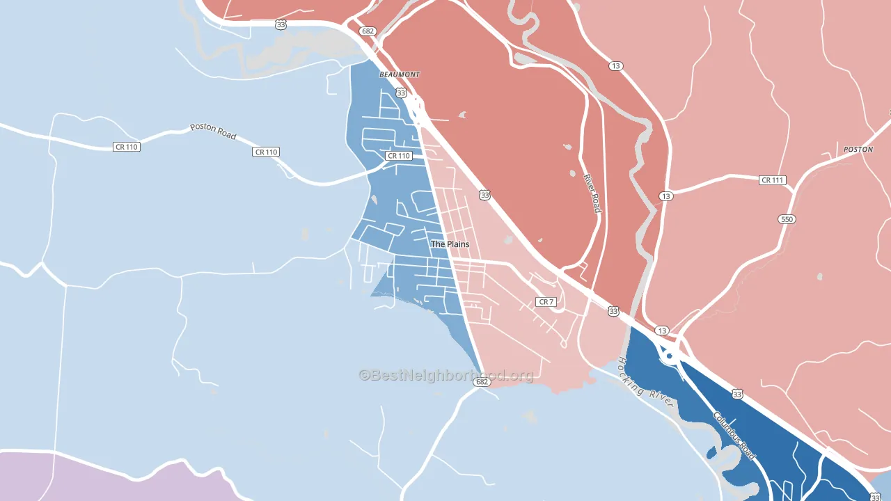 45780, OH block-group political-lean map