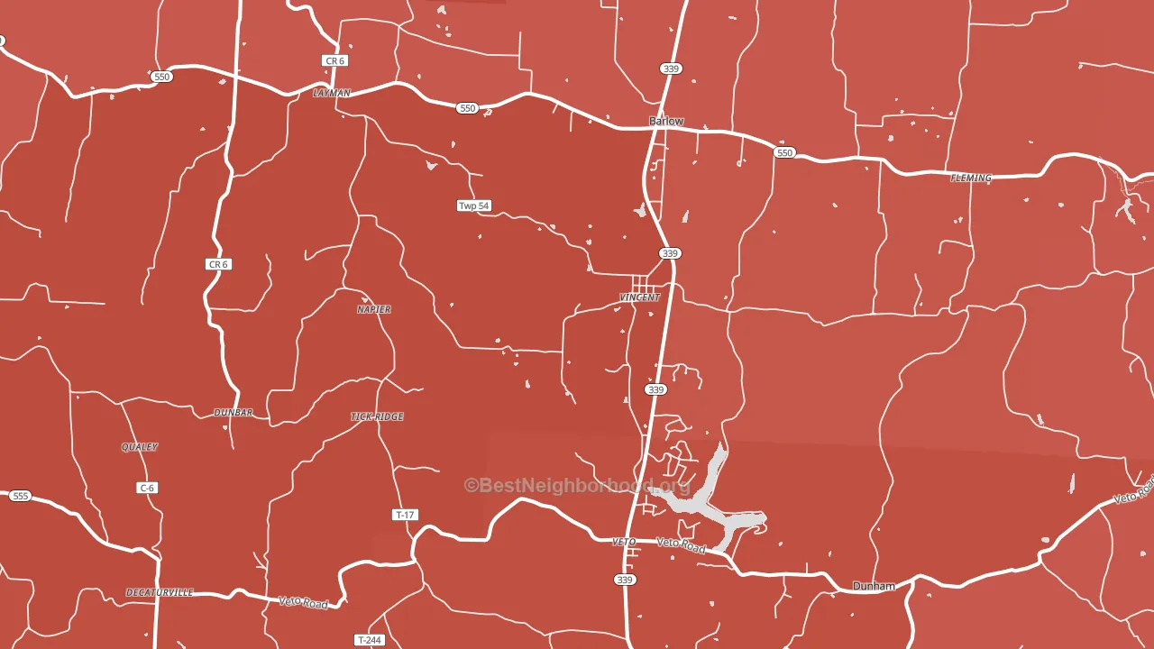 45784, OH block-group political-lean map