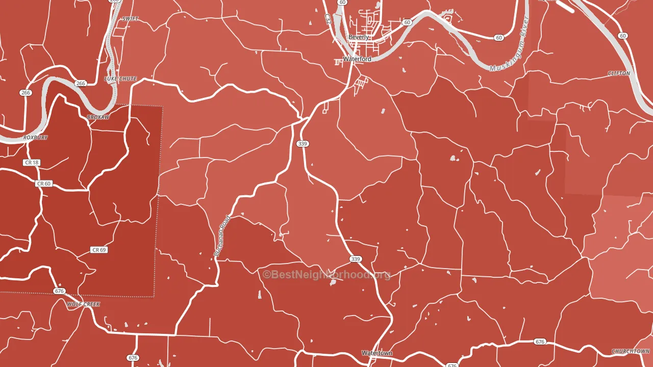 45786, OH block-group political-lean map