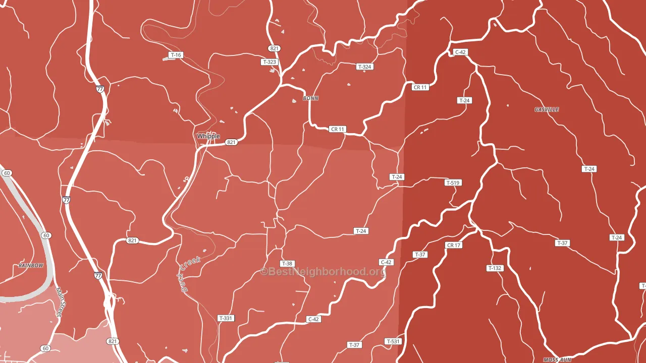 45788, OH block-group political-lean map