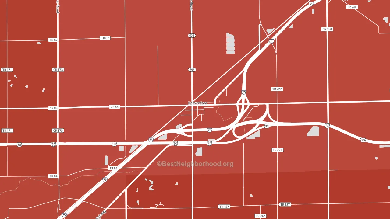 45808, OH block-group political-lean map