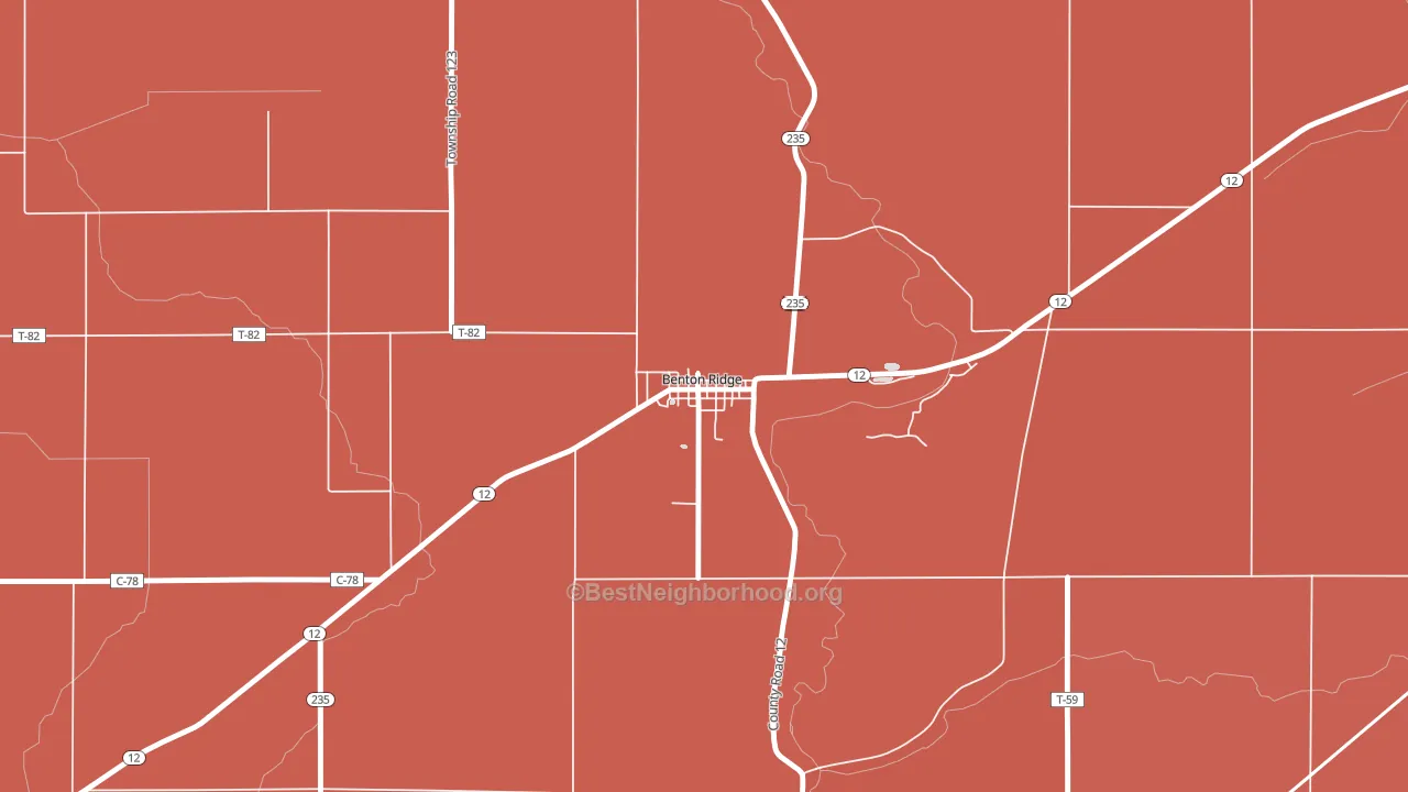 45816, OH block-group political-lean map