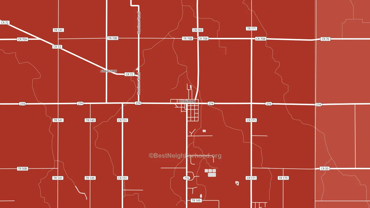 45826, OH block-group political-lean map