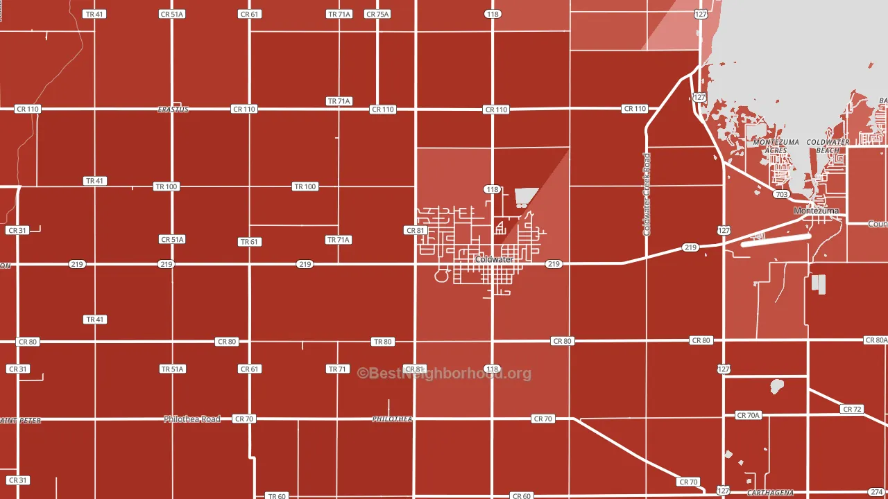45828, OH block-group political-lean map