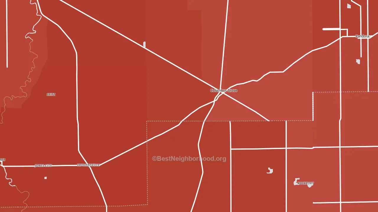 45830, OH block-group political-lean map
