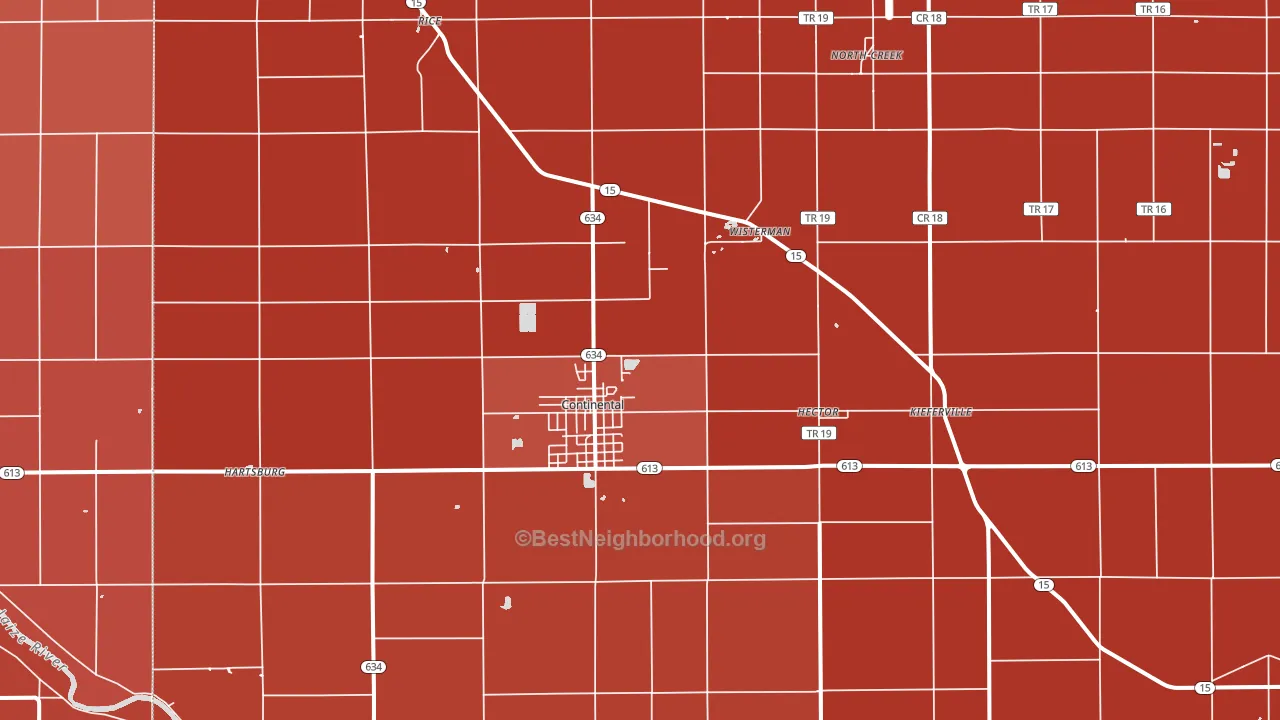 45831, OH block-group political-lean map
