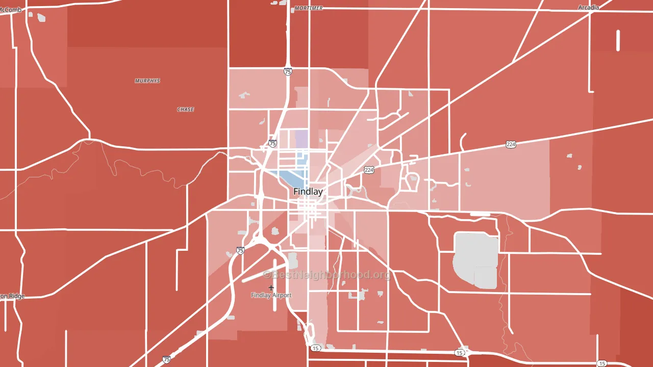 45840, OH block-group political-lean map