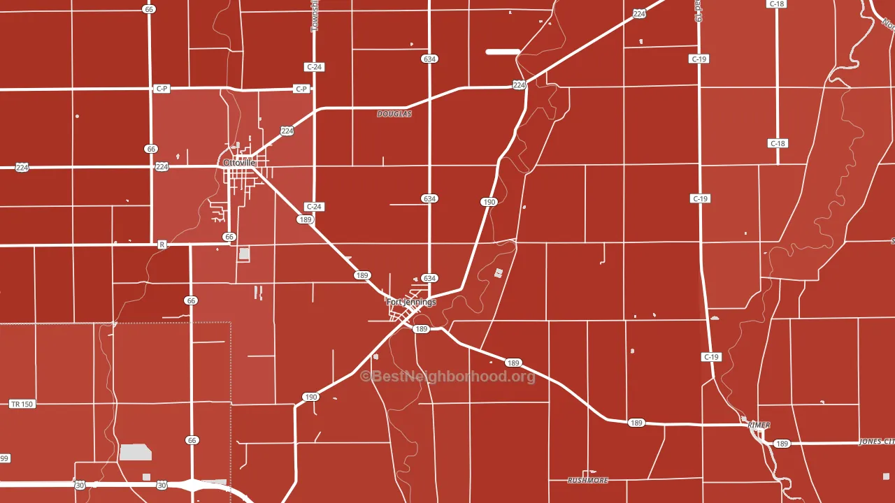 45844, OH block-group political-lean map