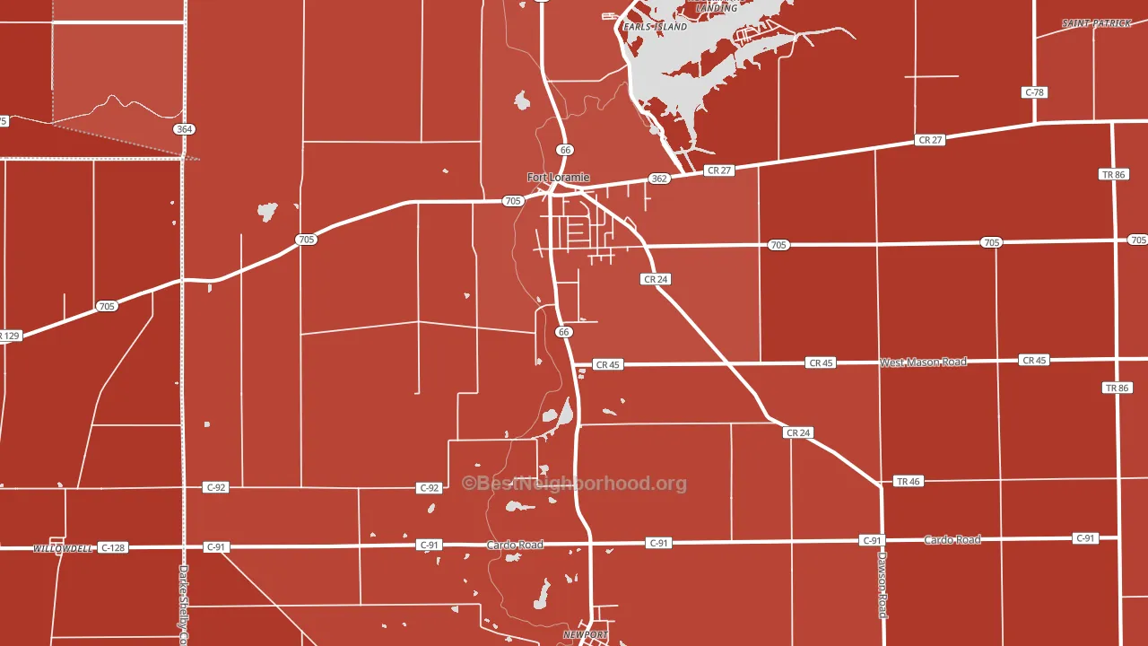 45845, OH block-group political-lean map