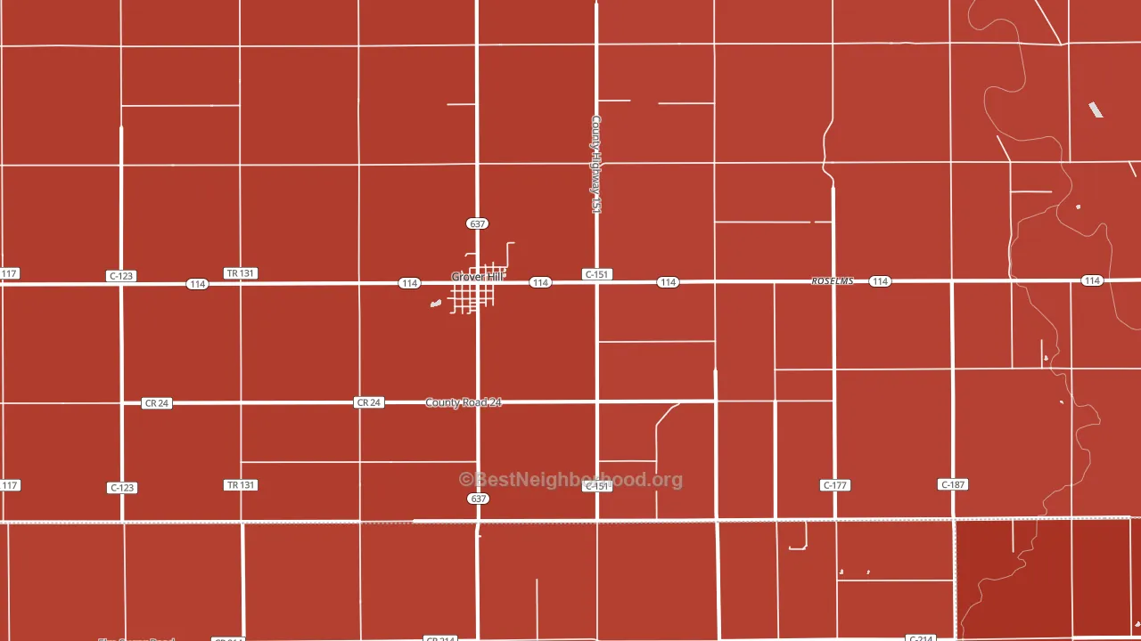 45849, OH block-group political-lean map