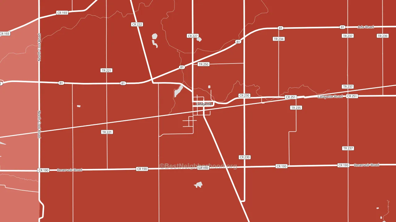 45854, OH block-group political-lean map
