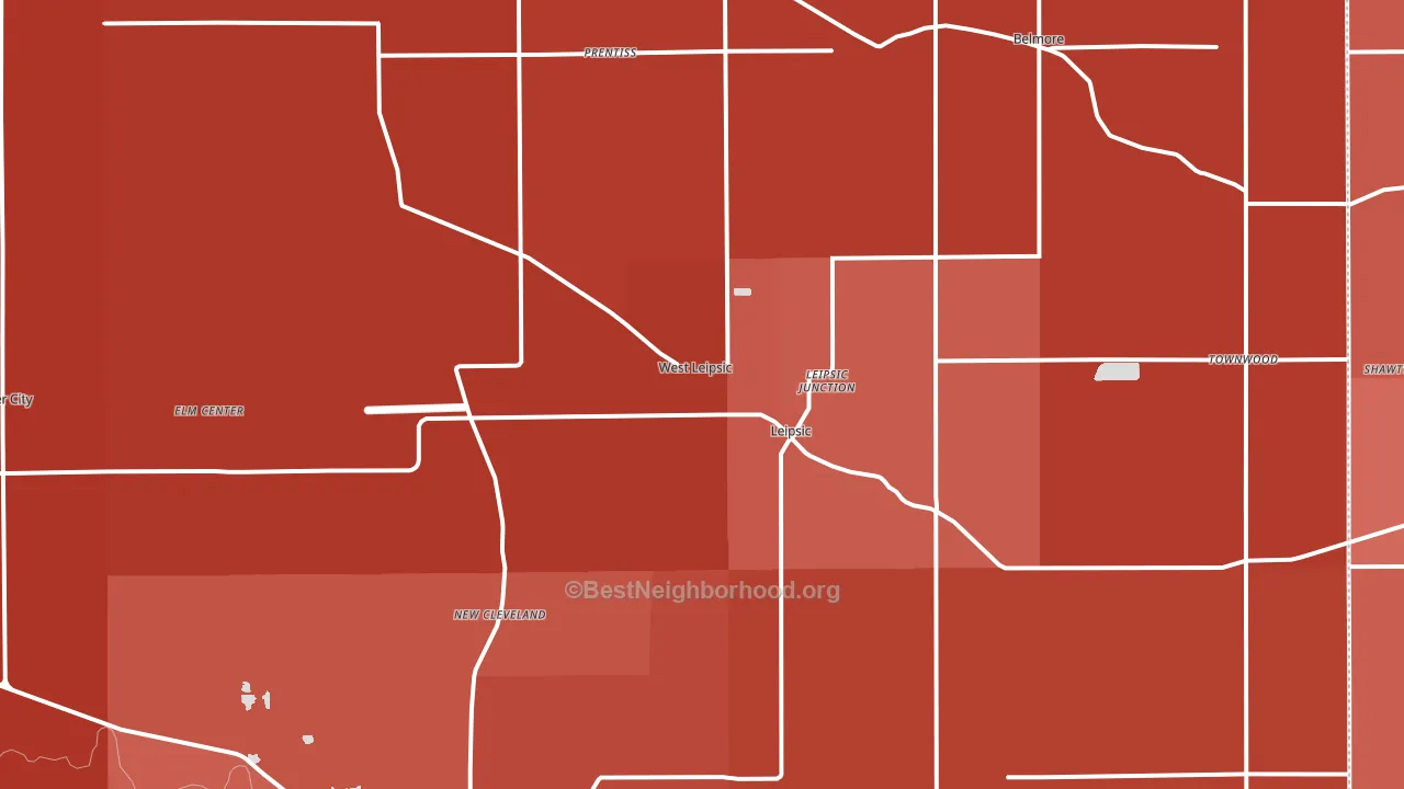 45856, OH block-group political-lean map