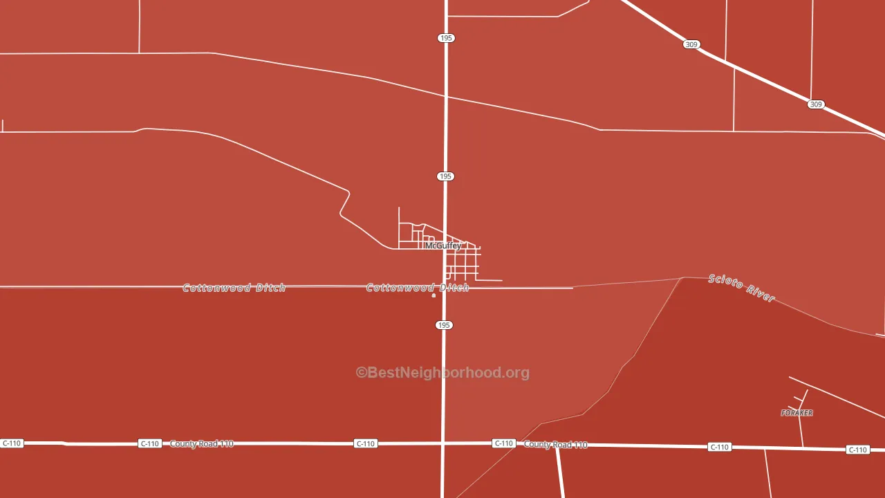 45859, OH block-group political-lean map