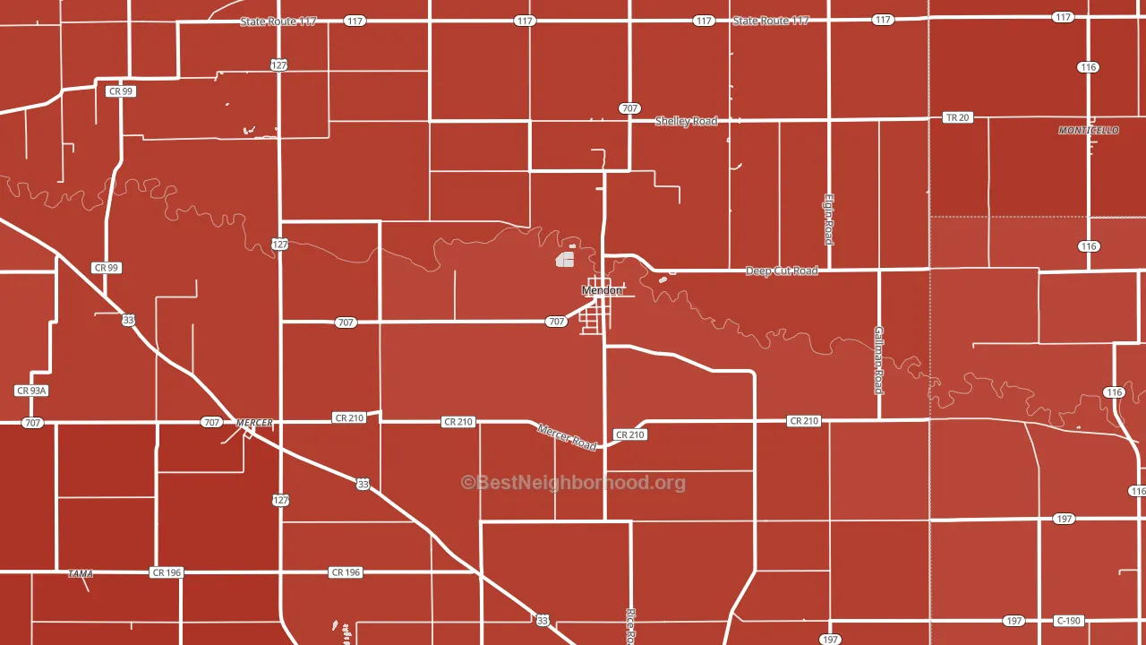 45862, OH block-group political-lean map