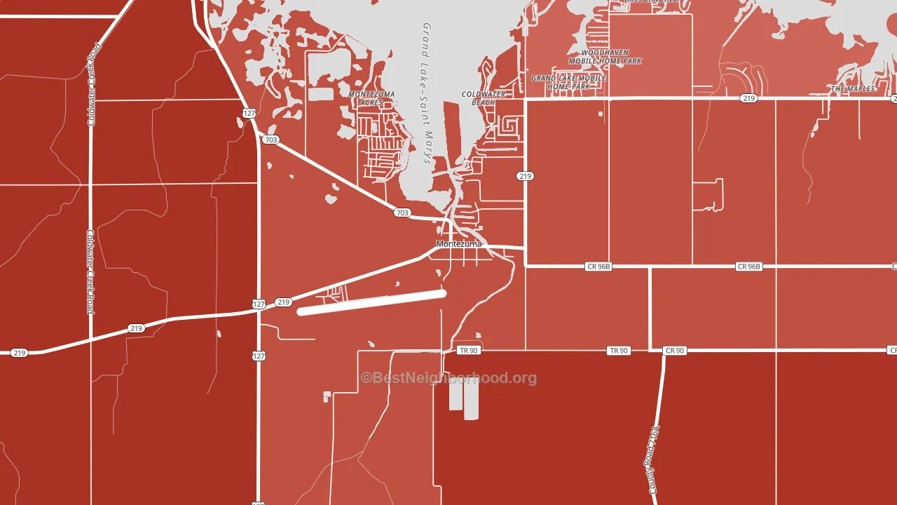 45866, OH block-group political-lean map
