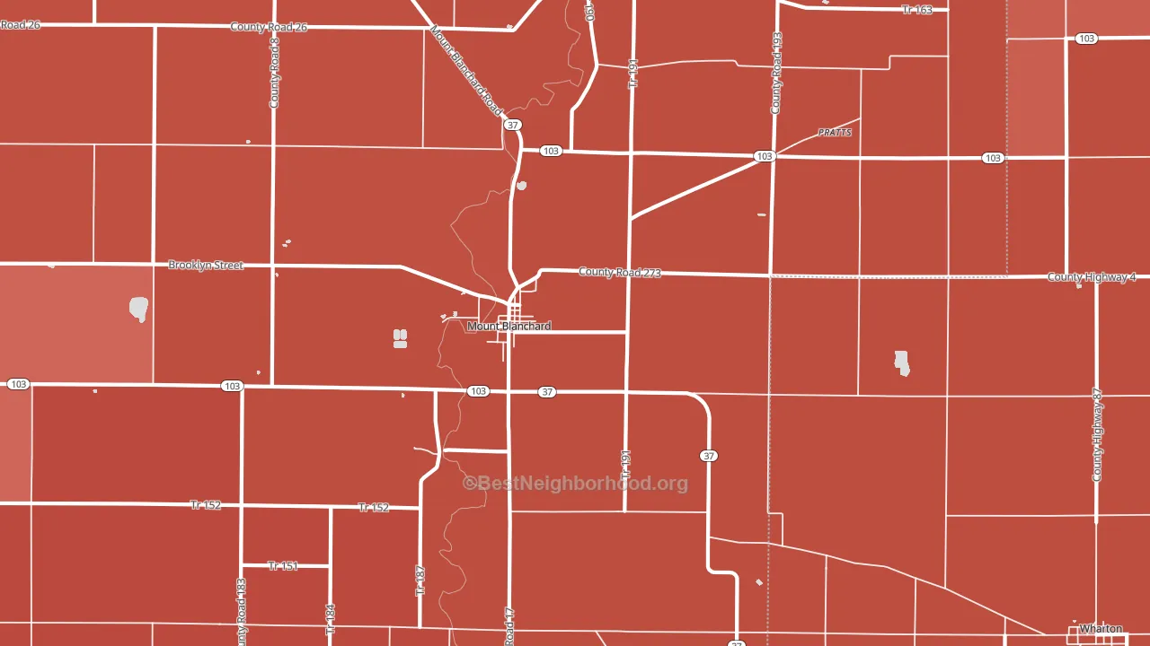 45867, OH block-group political-lean map