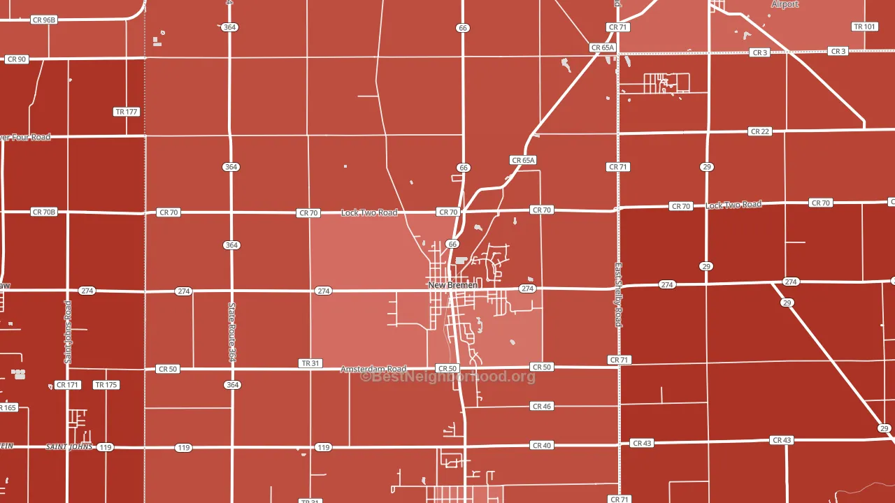 45869, OH block-group political-lean map