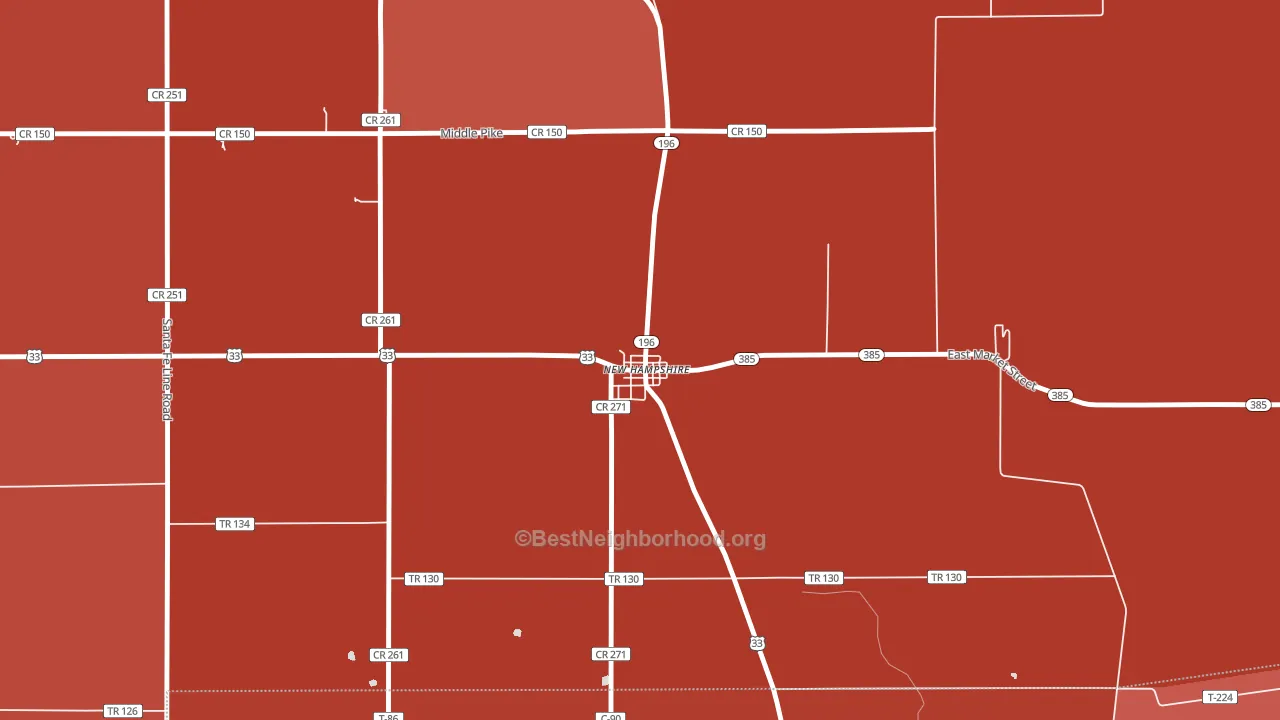 45870, OH block-group political-lean map