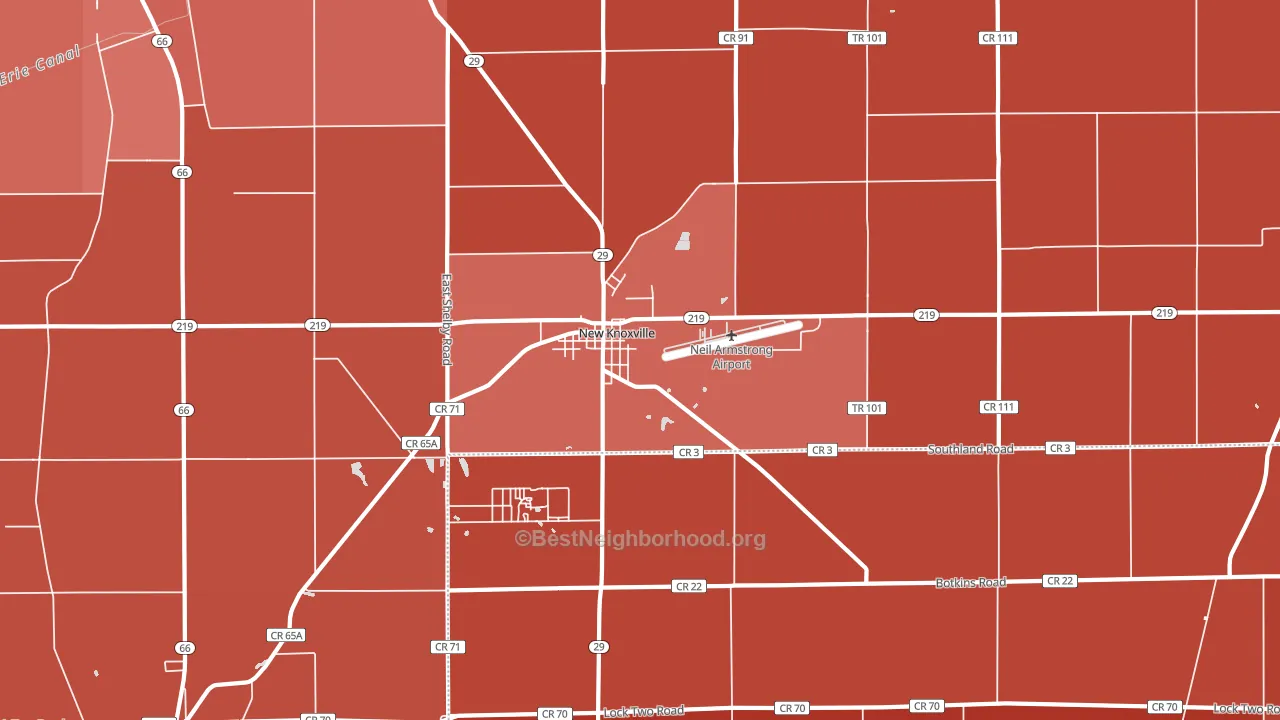45871, OH block-group political-lean map