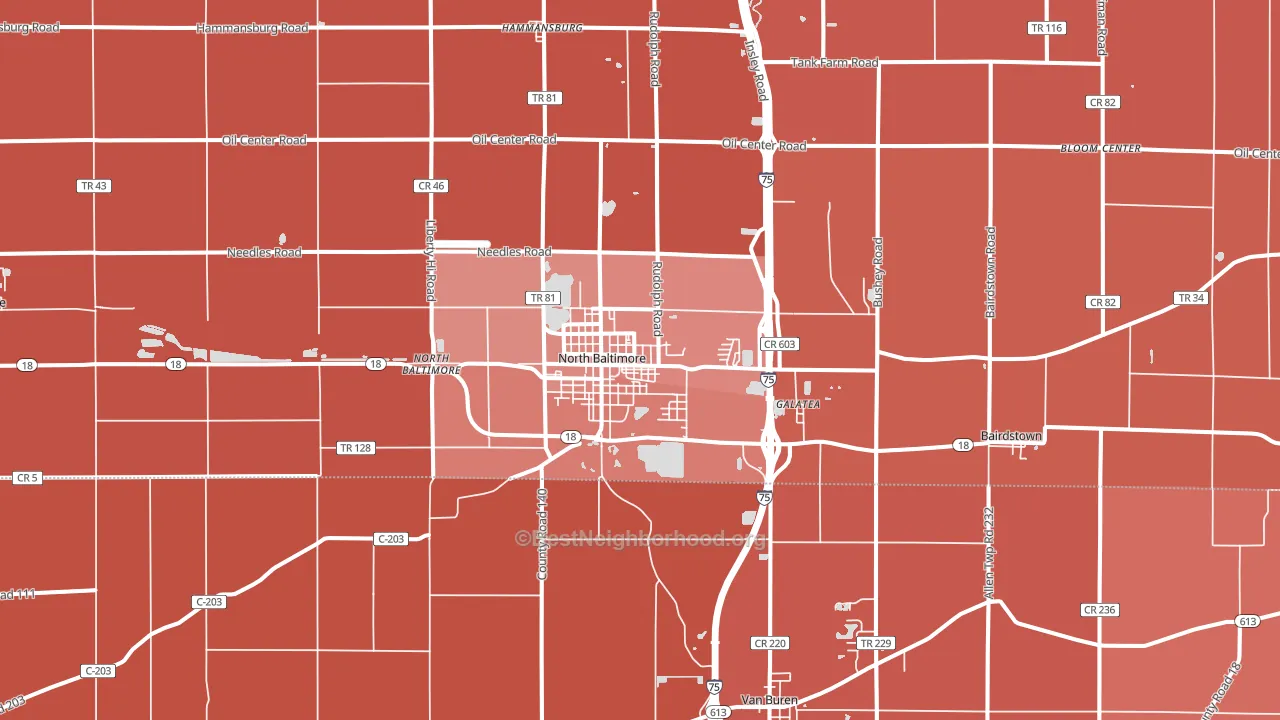 45872, OH block-group political-lean map