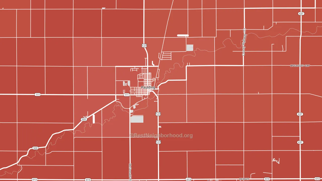 45879, OH block-group political-lean map