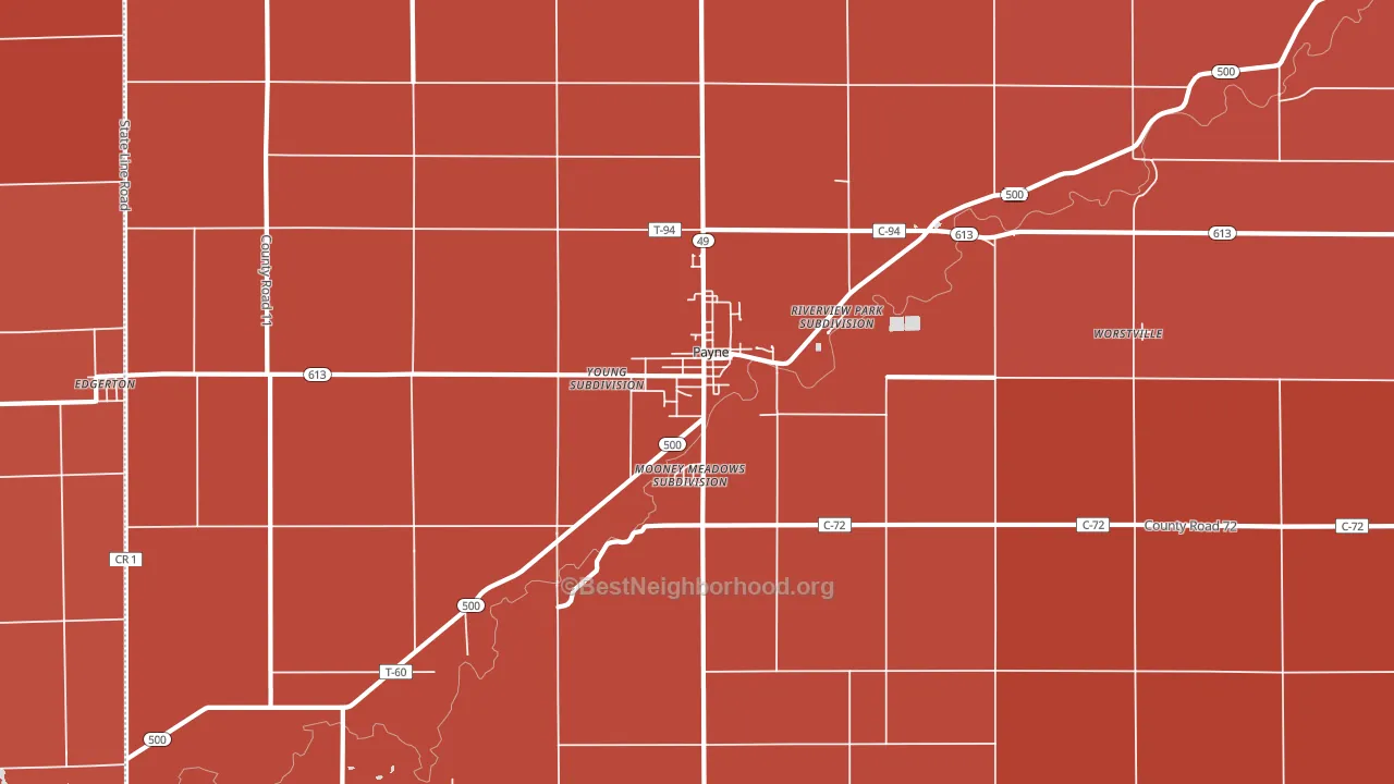 45880, OH block-group political-lean map