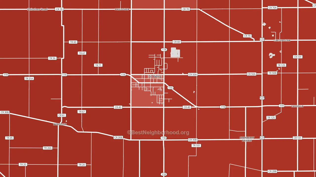 45883, OH block-group political-lean map