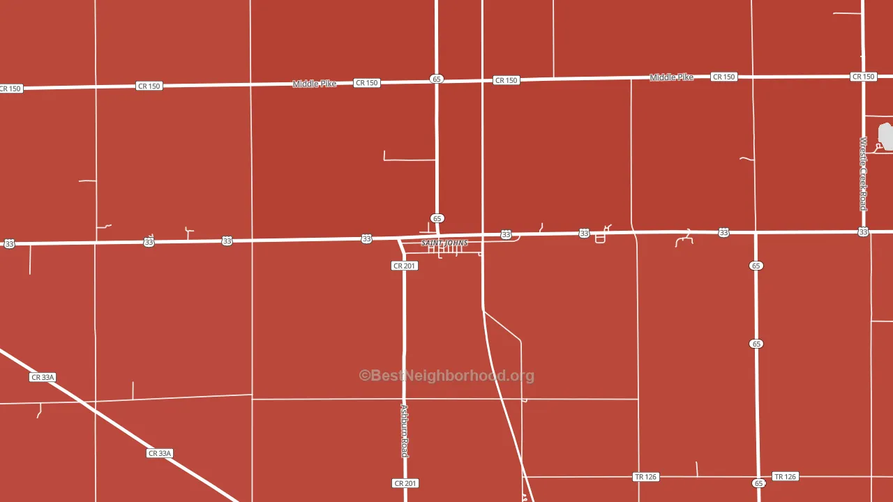 45884, OH block-group political-lean map