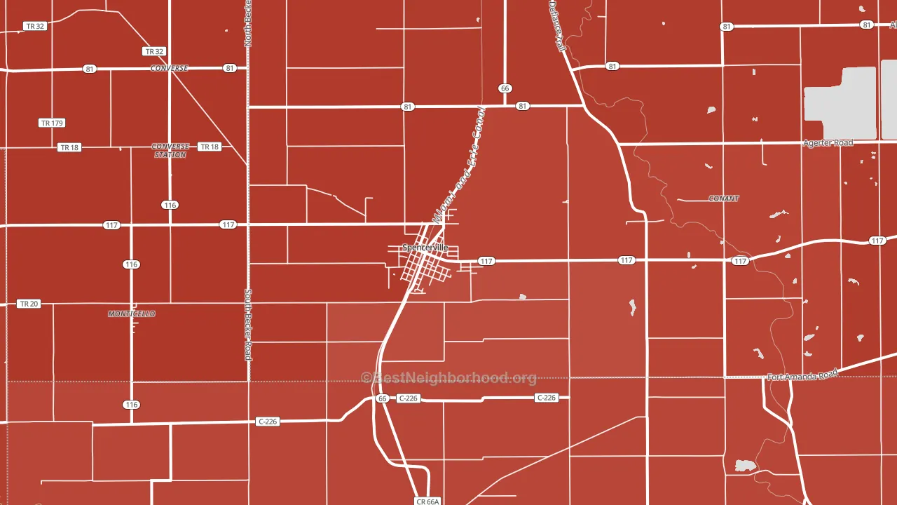 45887, OH block-group political-lean map