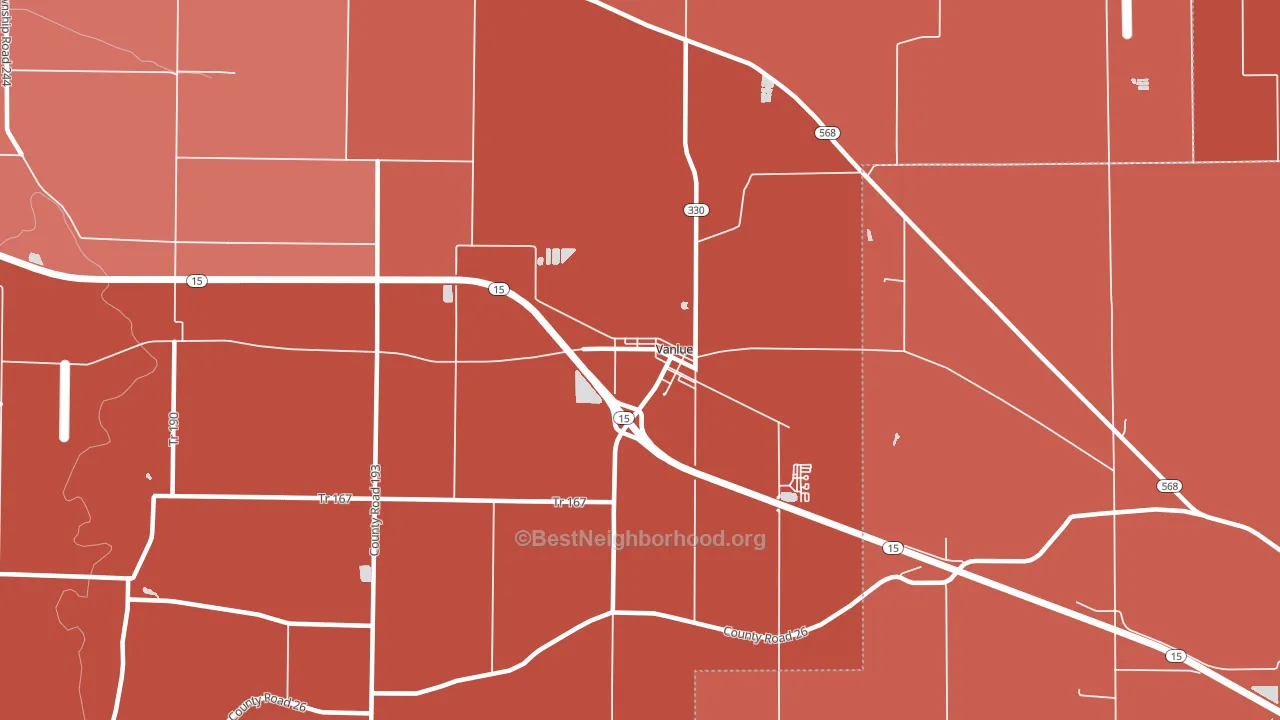45890, OH block-group political-lean map